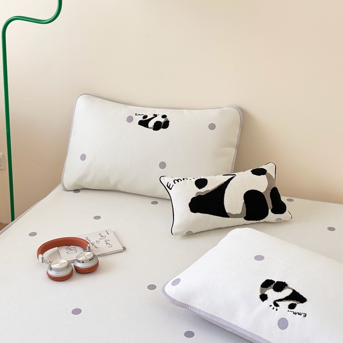 91家纺网 家纺一手货源 找家纺 （总）禧禾 2025新款A类7A抗菌600D冰丝数码印花刺绣凉席席子-熊猫趴趴