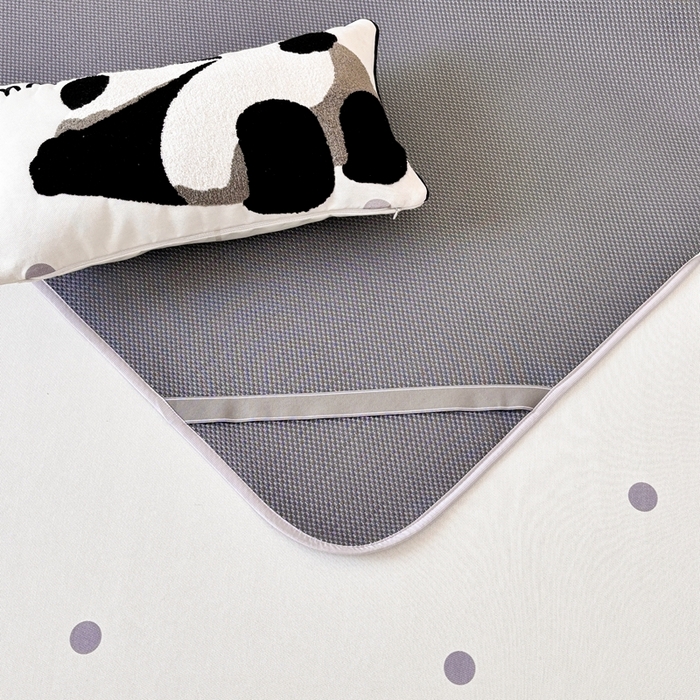 91家纺网 家纺一手货源 找家纺 （总）禧禾 2025新款A类7A抗菌600D冰丝数码印花刺绣凉席席子-熊猫趴趴