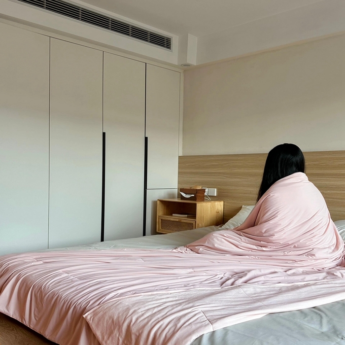 91家纺网 家纺一手货源 找家纺 芯氧 2025新款亚朵同款星球夏季凉感深睡por2.0夏被 橘雾粉