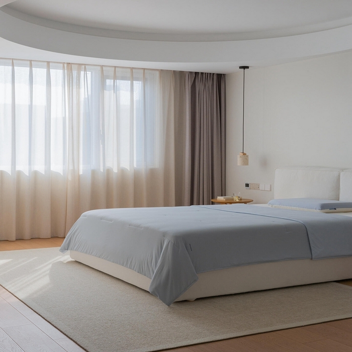 91家纺网 家纺一手货源 找家纺 芯氧 2025新款亚朵同款星球夏季凉感深睡por2.0夏被 青空灰