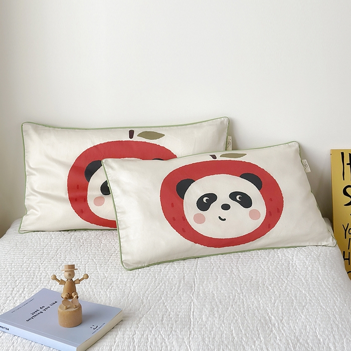 91家纺网 家纺一手货源 找家纺 荷马之梦 2025新款A类100支全棉贡缎双股加厚加柔儿童枕套-水果系列 小苹果