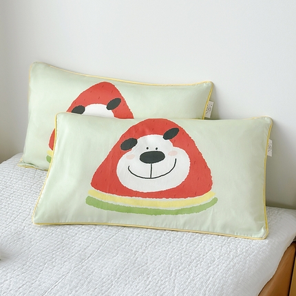 91家纺网 家纺一手货源 找家纺 荷马之梦 2025新款A类100支全棉贡缎双股加厚加柔儿童枕套-水果系列 小西瓜