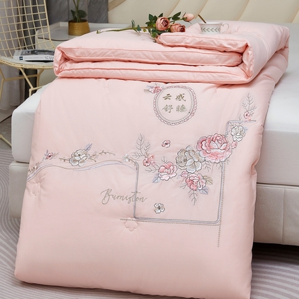 仲旺居家纺 2025新款60s婚庆被绣花冬被全棉冬被立体边被子被芯四季被春秋被 玉色
