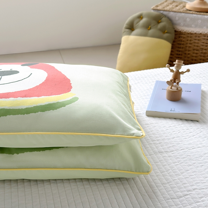 91家纺网 家纺一手货源 找家纺 荷马之梦 2025新款A类100支全棉贡缎双股加厚加柔儿童枕套-水果系列 小西瓜