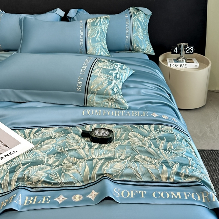 91家纺网 家纺一手货源 找家纺 （总）帝王家纺 2025新款浮雕刺绣水洗天丝真丝夏被四件套冰丝三件套单夏被夏季直播