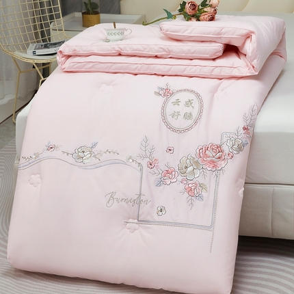 仲旺居家纺 2025新款60s婚庆被绣花冬被全棉冬被立体边被子被芯四季被春秋被 粉色