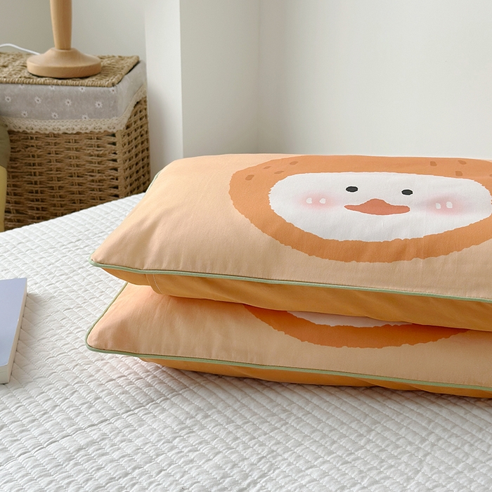 91家纺网 家纺一手货源 找家纺 荷马之梦 2025新款A类100支全棉贡缎双股加厚加柔儿童枕套-水果系列 小橘子