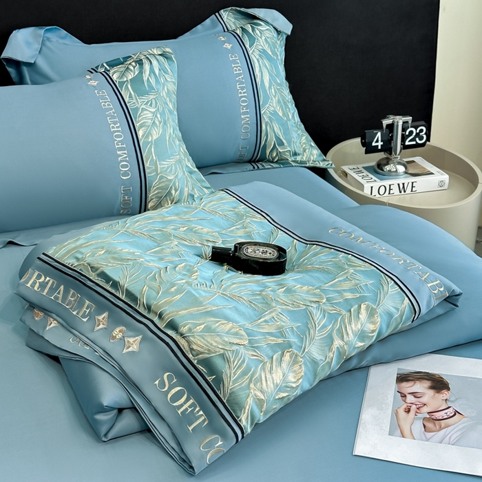 91家纺网 家纺一手货源 找家纺 （总）帝王家纺 2025新款浮雕刺绣水洗天丝真丝夏被四件套冰丝三件套单夏被夏季直播