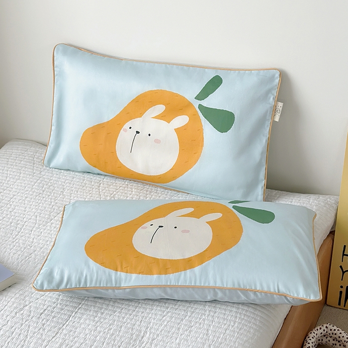 91家纺网 家纺一手货源 找家纺 荷马之梦 2025新款A类100支全棉贡缎双股加厚加柔儿童枕套-水果系列 小芒果