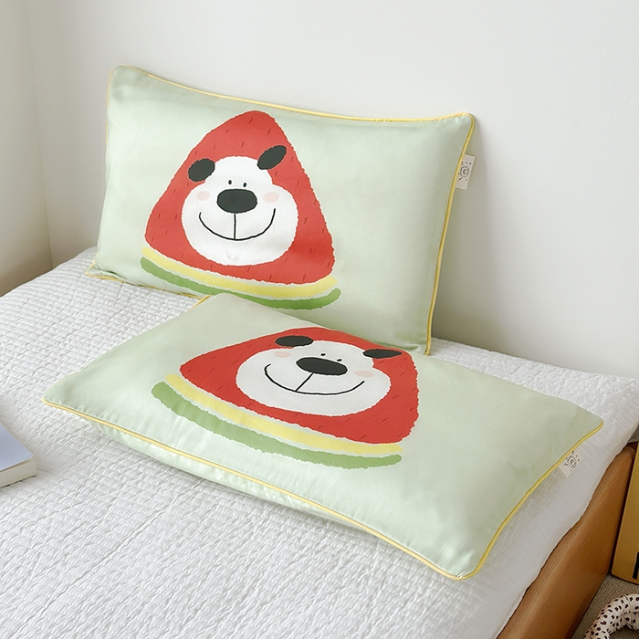 91家纺网 家纺一手货源 找家纺 荷马之梦 2025新款A类100支全棉贡缎双股加厚加柔儿童枕套-水果系列 小西瓜