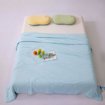 仲旺居家纺 2025新款100%全锦纶凉感鸭凉感丝夏被冰淇淋夏被夏凉被 晴天蓝