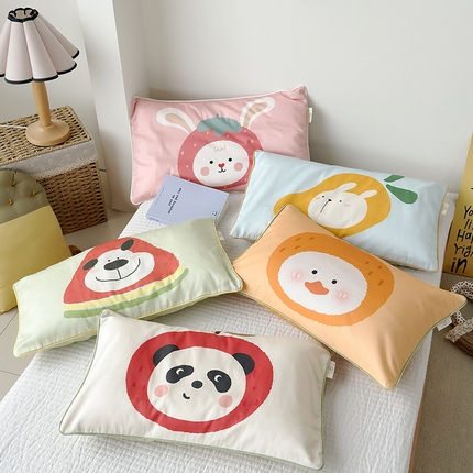 （总）荷马之梦 2025新款A类100支全棉贡缎双股加厚加柔儿童枕套-水果系列