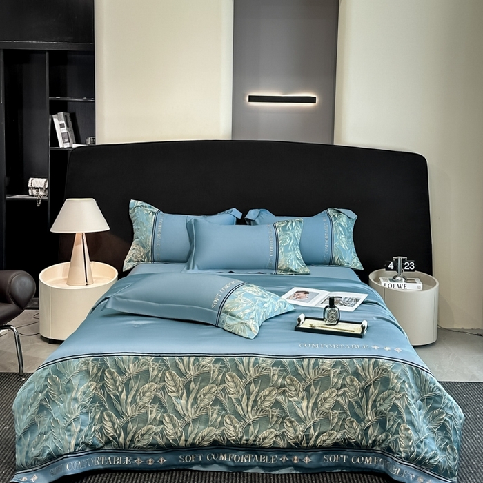 91家纺网 家纺一手货源 找家纺 （总）帝王家纺 2025新款浮雕刺绣水洗天丝真丝夏被四件套冰丝三件套单夏被夏季直播