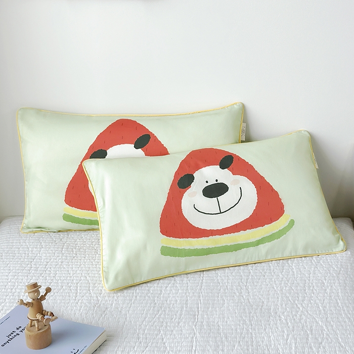 91家纺网 家纺一手货源 找家纺 荷马之梦 2025新款A类100支全棉贡缎双股加厚加柔儿童枕套-水果系列 小西瓜