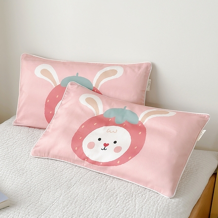 荷马之梦 2025新款A类100支全棉贡缎双股加厚加柔儿童枕套-水果系列 小草莓