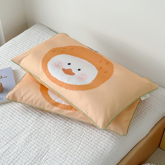 91家纺网 家纺一手货源 找家纺 荷马之梦 2025新款A类100支全棉贡缎双股加厚加柔儿童枕套-水果系列 小橘子