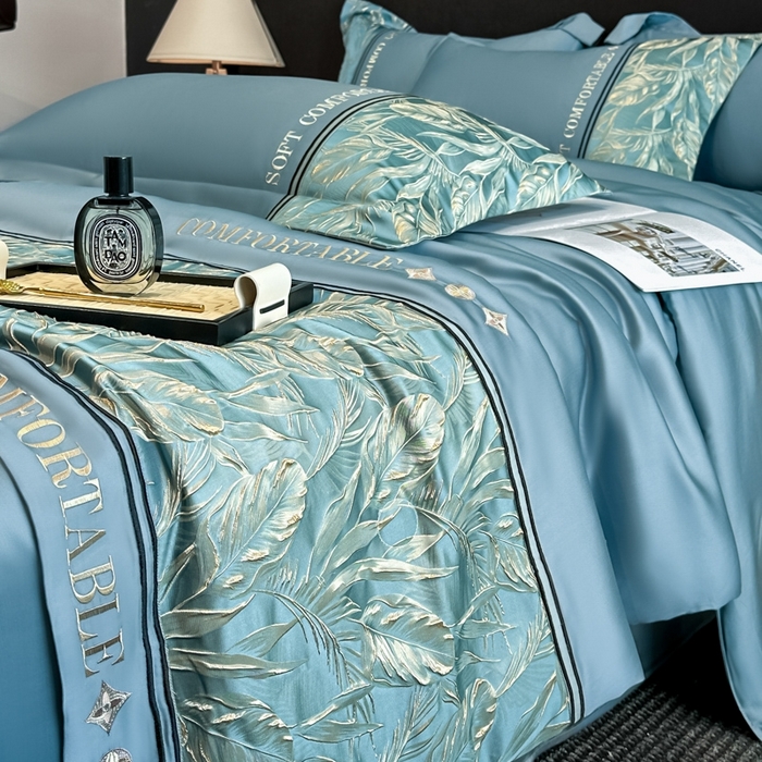 91家纺网 家纺一手货源 找家纺 （总）帝王家纺 2025新款浮雕刺绣水洗天丝真丝夏被四件套冰丝三件套单夏被夏季直播