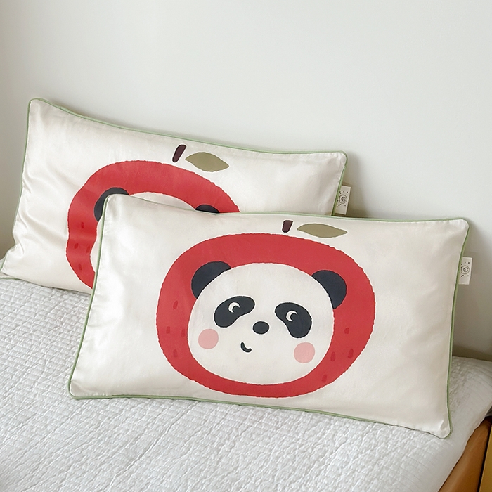 91家纺网 家纺一手货源 找家纺 荷马之梦 2025新款A类100支全棉贡缎双股加厚加柔儿童枕套-水果系列 小苹果