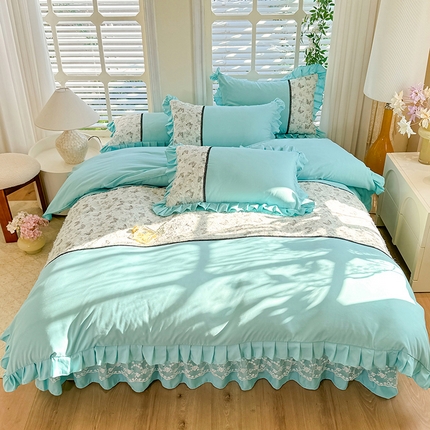 芭比蔓家纺 2025新款云感磨毛四件套-梦蝶 梦蝶-蓝