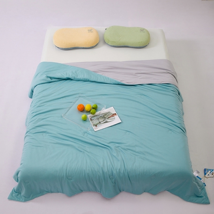 91家纺网 家纺一手货源 找家纺 仲旺居家纺 2025新款100%全锦纶凉感鸭凉感丝夏被冰淇淋夏被夏凉被 湖蓝