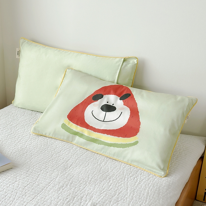 91家纺网 家纺一手货源 找家纺 荷马之梦 2025新款A类100支全棉贡缎双股加厚加柔儿童枕套-水果系列 小西瓜