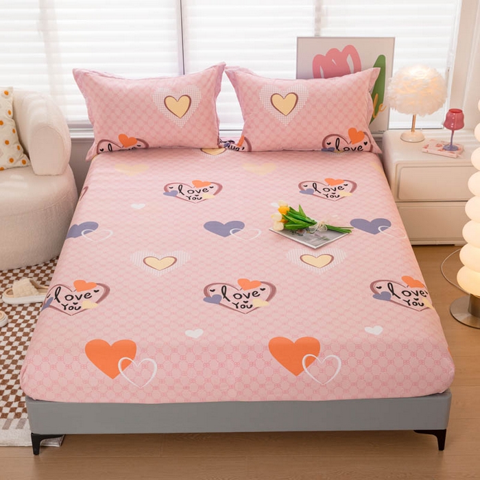 91家纺网 家纺一手货源 找家纺 贝兰仙奴 2025春夏新款全棉纯棉12868印花单床笠 床笠单件 繁星粉