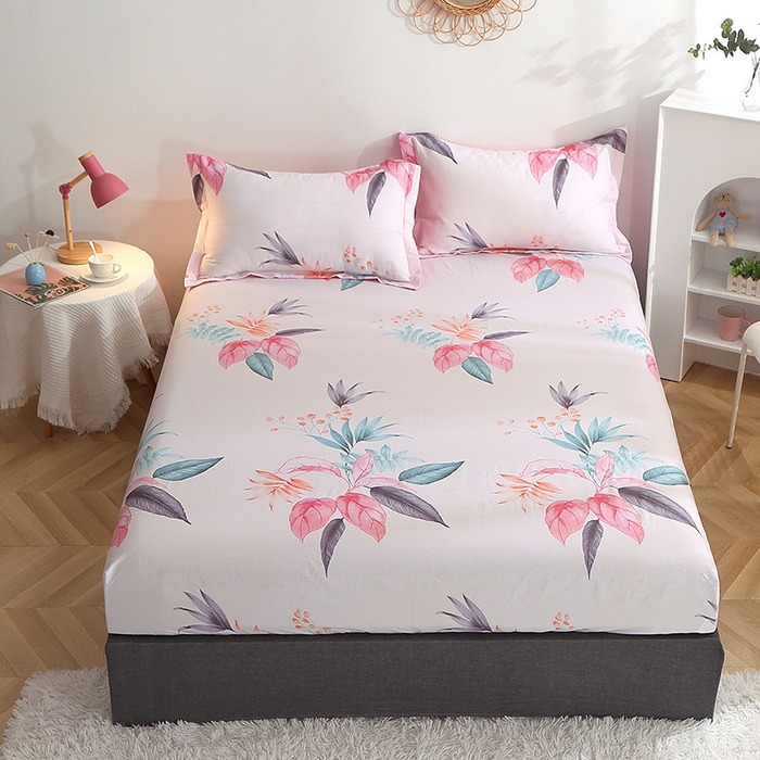 91家纺网 家纺一手货源 找家纺 贝兰仙奴 2025春夏新款全棉纯棉12868印花单床笠 床笠单件 红唇