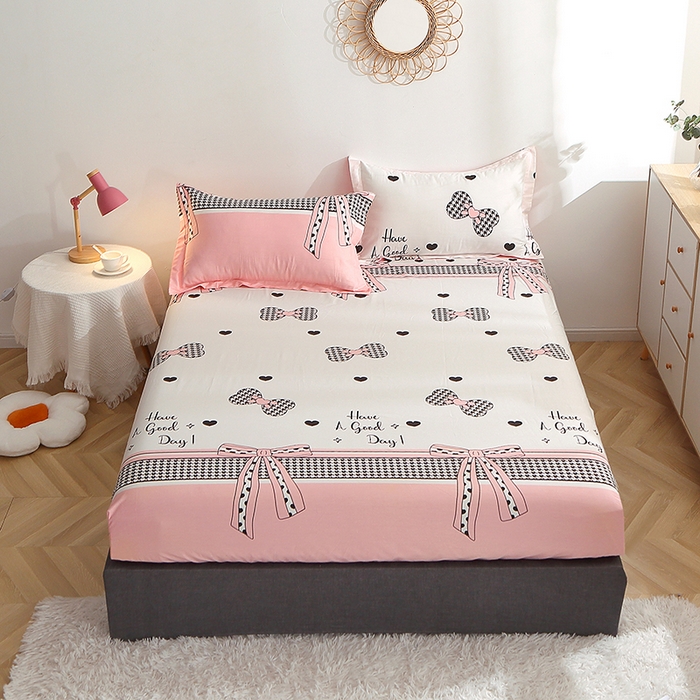 91家纺网 家纺一手货源 找家纺 贝兰仙奴 2025春夏新款全棉纯棉12868印花单床笠 床笠单件 蝴蝶结