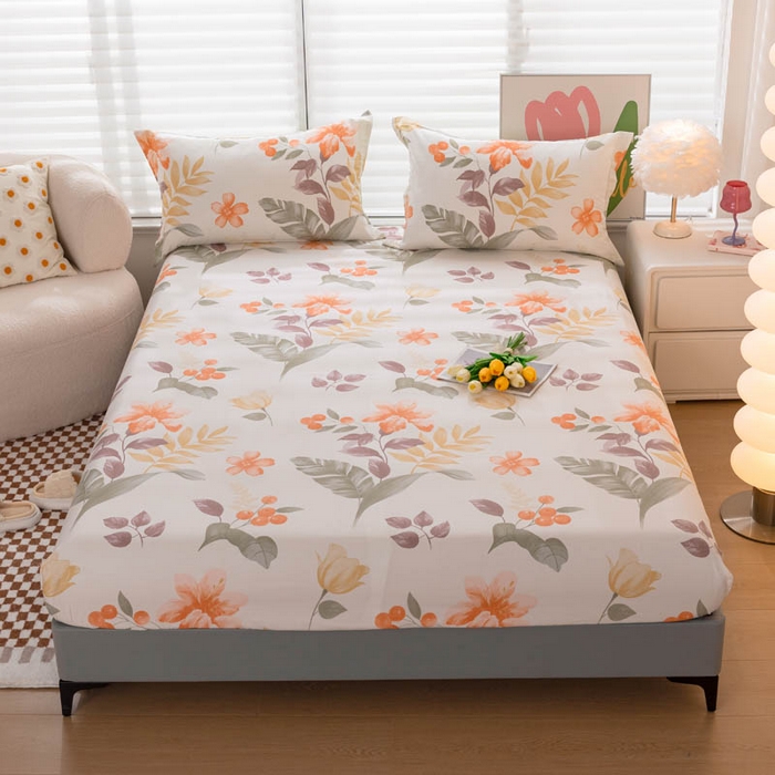 91家纺网 家纺一手货源 找家纺 贝兰仙奴 2025春夏新款全棉纯棉12868印花单床笠 床笠单件 清颜绿