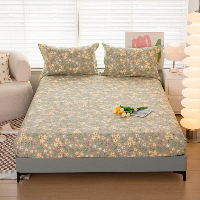 91家纺网 家纺一手货源 找家纺 贝兰仙奴 2025春夏新款全棉纯棉12868印花单床笠 床笠单件 月晚花庭绿