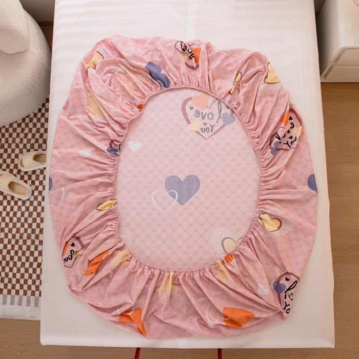 91家纺网 家纺一手货源 找家纺 贝兰仙奴 2025春夏新款全棉纯棉12868印花单床笠 床笠单件 繁星粉