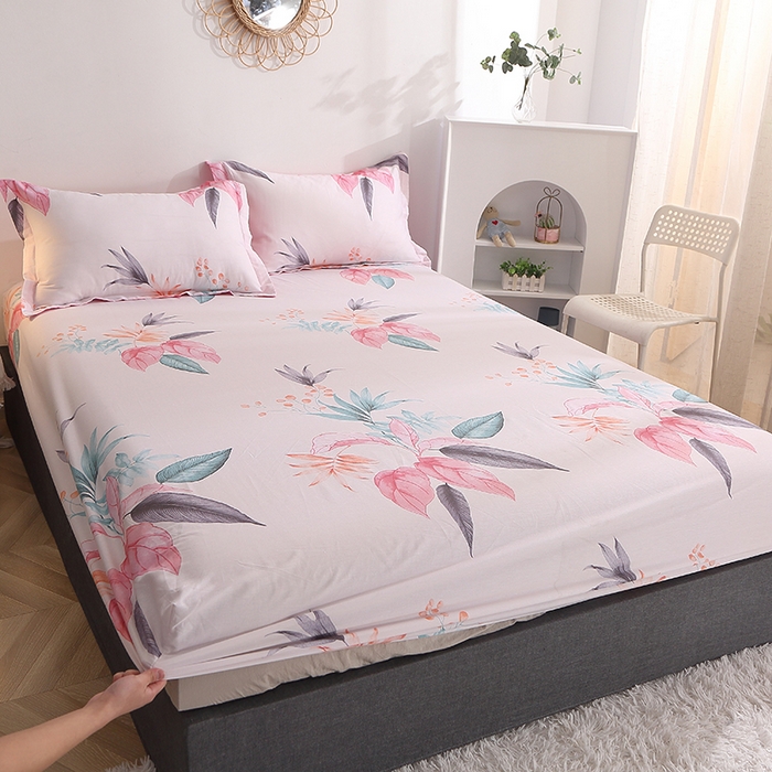 91家纺网 家纺一手货源 找家纺 贝兰仙奴 2025春夏新款全棉纯棉12868印花单床笠 床笠单件 红唇