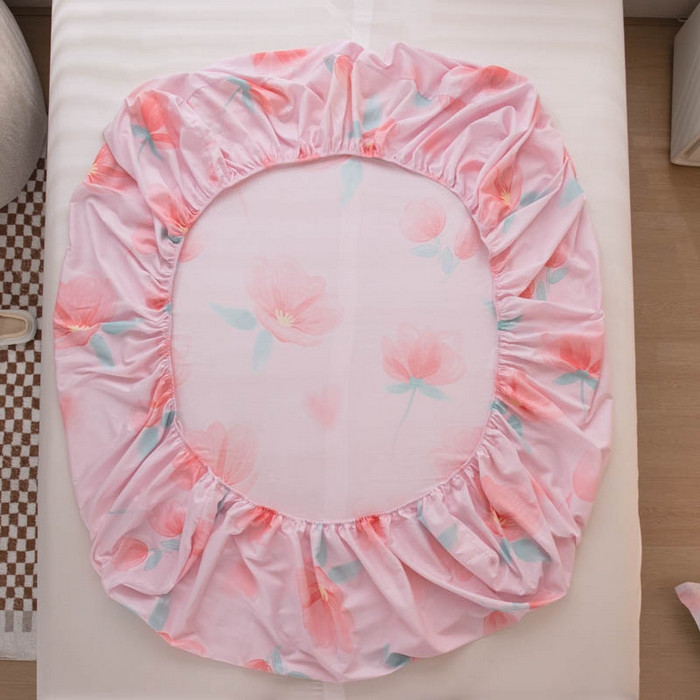 91家纺网 家纺一手货源 找家纺 贝兰仙奴 2025春夏新款全棉纯棉12868印花单床笠 床笠单件 花恋粉