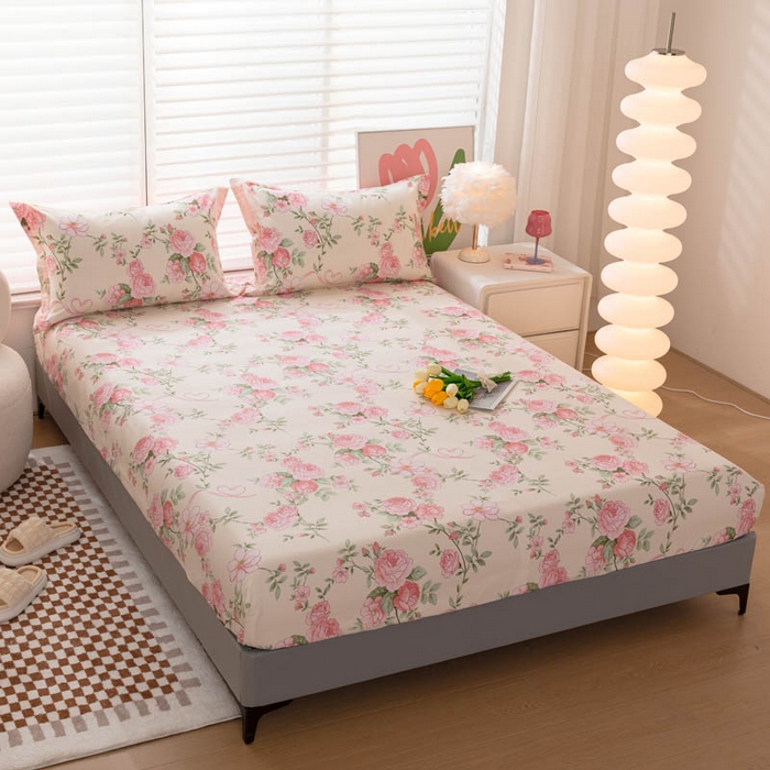 91家纺网 家纺一手货源 找家纺 贝兰仙奴 2025春夏新款全棉纯棉12868印花单床笠 床笠单件 花香满径