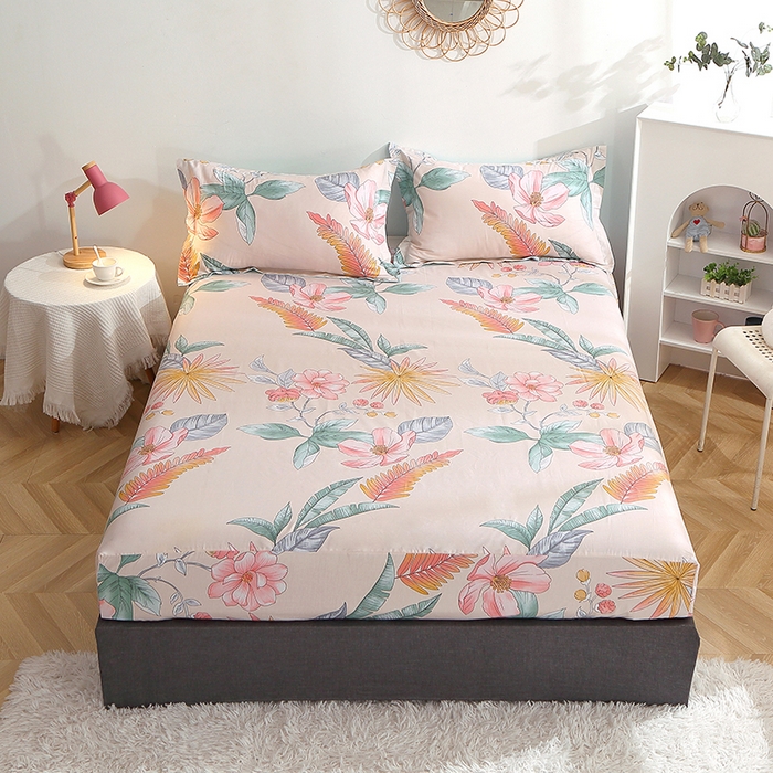 贝兰仙奴 2025春夏新款全棉纯棉12868印花单床笠 床笠单件 莎莉杏色