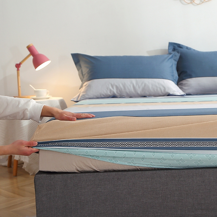 91家纺网 家纺一手货源 找家纺 贝兰仙奴 2025春夏新款全棉纯棉12868印花单床笠 床笠单件 绅度湖绿