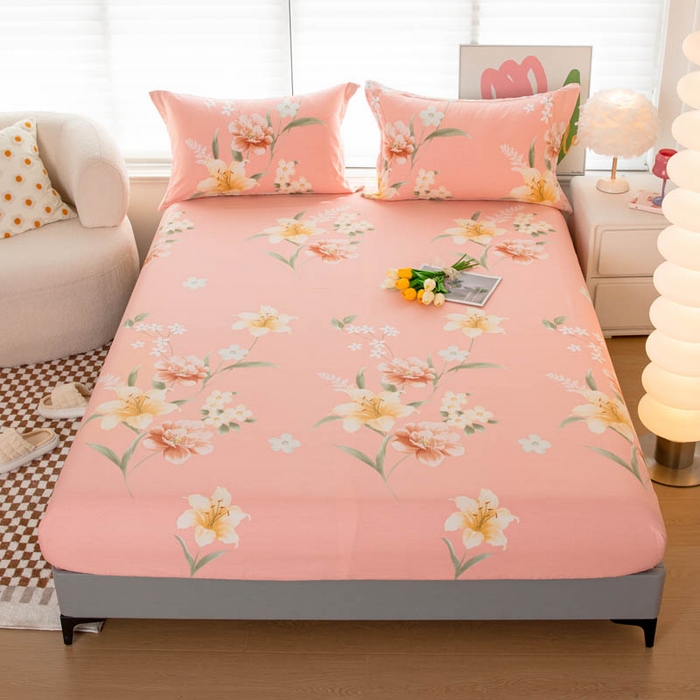 贝兰仙奴 2025春夏新款全棉纯棉12868印花单床笠 床笠单件 圣洁粉