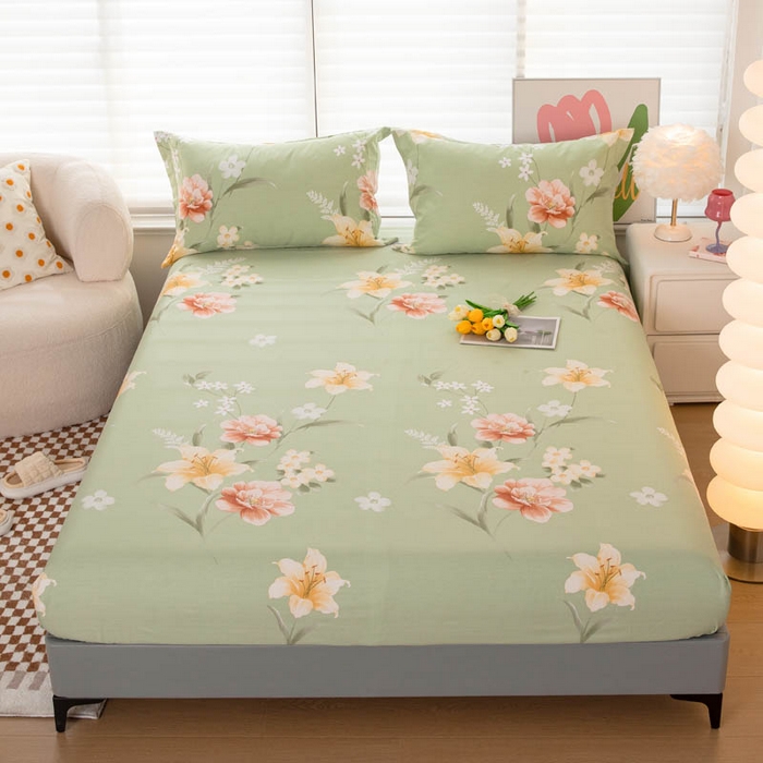 贝兰仙奴 2025春夏新款全棉纯棉12868印花单床笠 床笠单件 圣洁绿