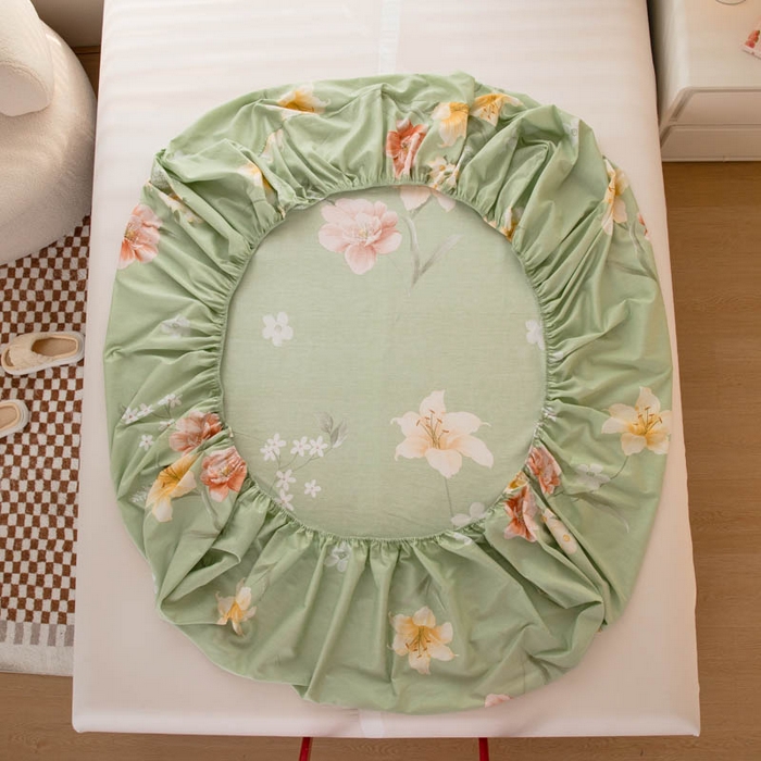 91家纺网 家纺一手货源 找家纺 贝兰仙奴 2025春夏新款全棉纯棉12868印花单床笠 床笠单件 圣洁绿