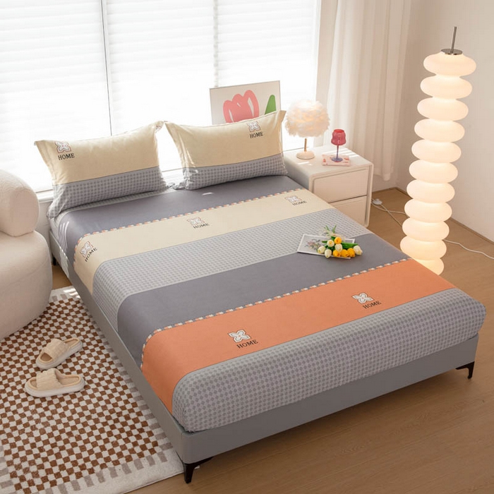 91家纺网 家纺一手货源 找家纺 贝兰仙奴 2025春夏新款全棉纯棉12868印花单床笠 床笠单件 斯柏丽咖