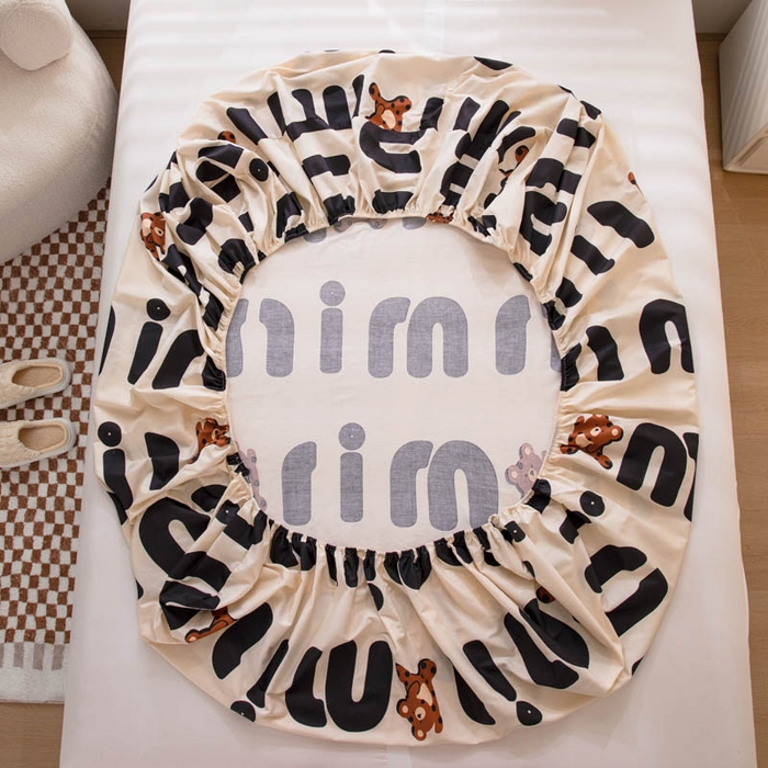 91家纺网 家纺一手货源 找家纺 贝兰仙奴 2025春夏新款全棉纯棉12868印花单床笠 床笠单件 熊仔贝贝