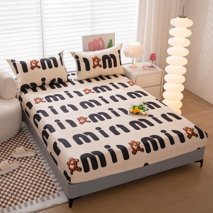 91家纺网 家纺一手货源 找家纺 贝兰仙奴 2025春夏新款全棉纯棉12868印花单床笠 床笠单件 熊仔贝贝