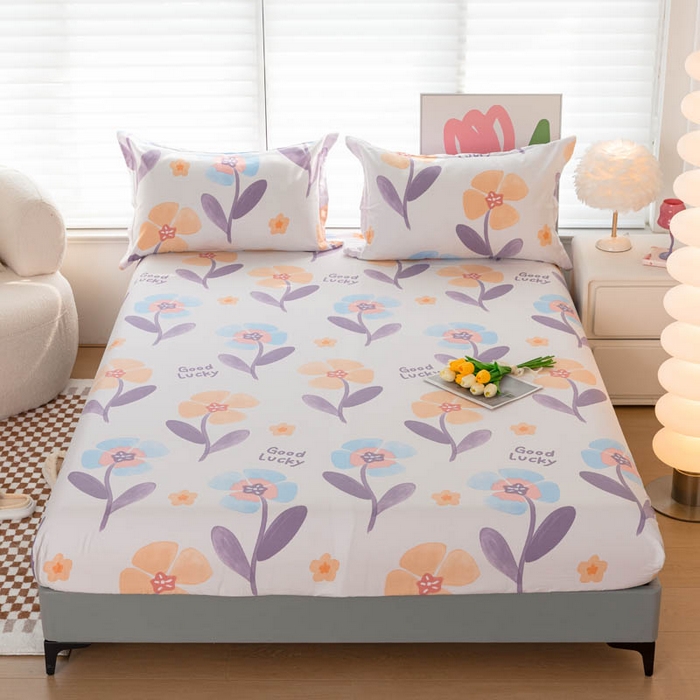 贝兰仙奴 2025春夏新款全棉纯棉12868印花单床笠 床笠单件 遥香花影粉