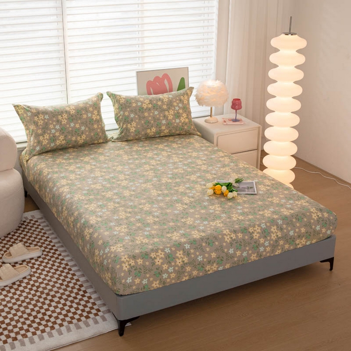 91家纺网 家纺一手货源 找家纺 贝兰仙奴 2025春夏新款全棉纯棉12868印花单床笠 床笠单件 月晚花庭绿