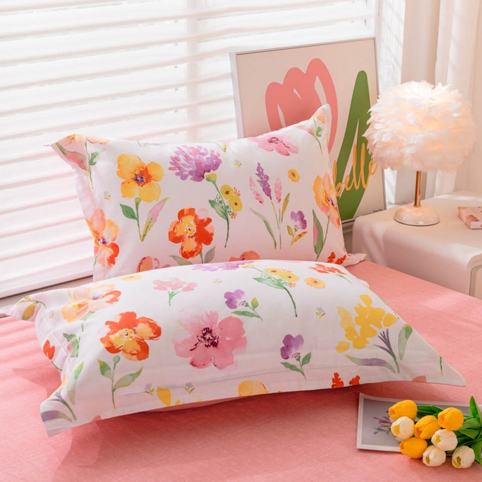 贝兰仙奴 2025春夏新款全棉纯棉12868印花单枕套 枕套单件 茗香