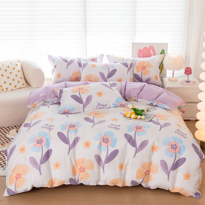 91家纺网 家纺一手货源 找家纺 贝兰仙奴 2025春夏新款全棉纯棉12868印花四件套 遥香花影粉