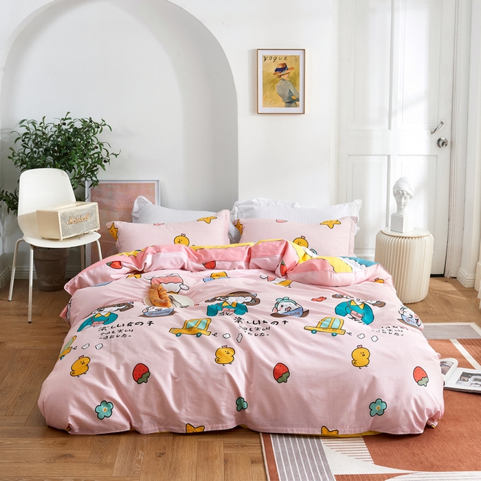 91家纺网 家纺一手货源 找家纺 贝兰仙奴 2025春夏新款全棉纯棉12868印花四件套 童话时光