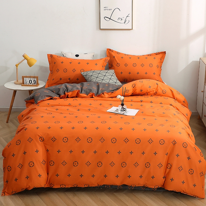 91家纺网 家纺一手货源 找家纺 贝兰仙奴 2025春夏新款全棉纯棉12868印花四件套 潮流桔