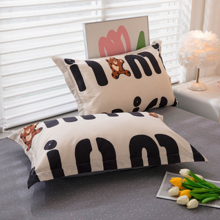 贝兰仙奴 2025春夏新款全棉纯棉12868印花单枕套 枕套单件 熊仔贝贝