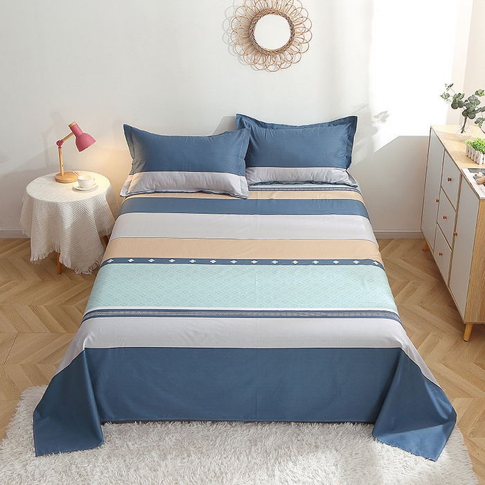 91家纺网 家纺一手货源 找家纺 贝兰仙奴 2025春夏新款全棉纯棉12868印花单床单 床单单件 绅度湖绿